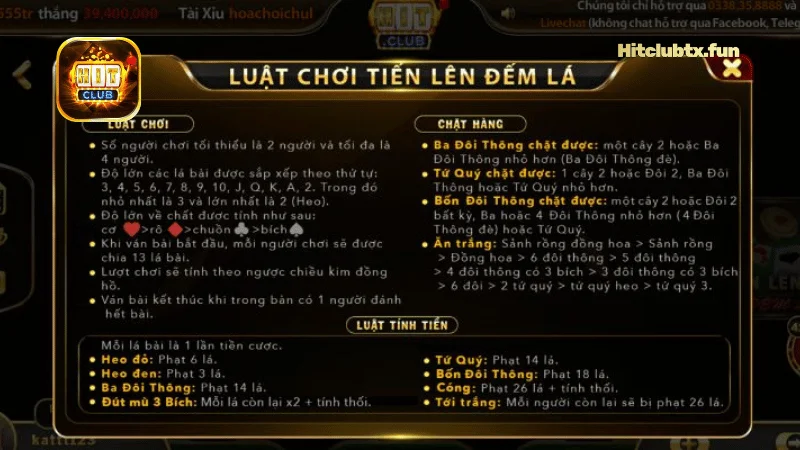 Luật Chơi Tiến Lên Đếm Lá Hit Club