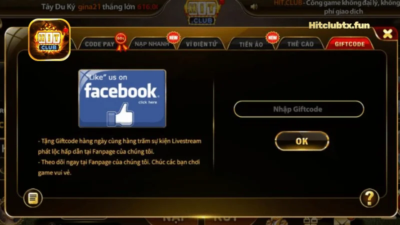 Tặng giftcode trên tiến lên đếm lá Hit Club